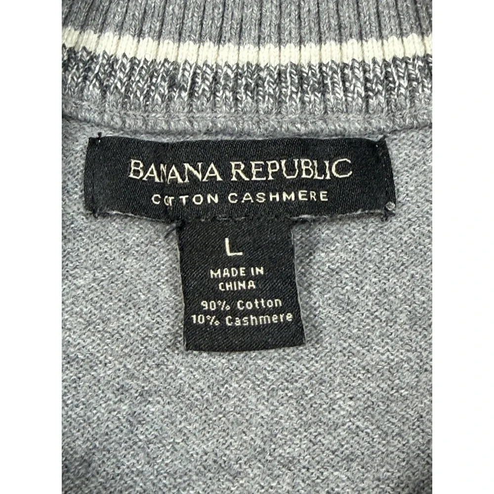 Banana Republic Cotton Cashmere 1/4 Zip Sweater Gray Mens Large Pullover